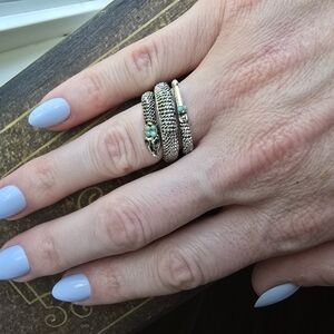 Silver Snake Ring with Turquoise Accents